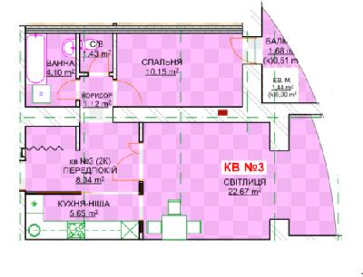 2-комнатная 56.59 м² в ЖК Леваневского от 18 500 грн/м², г. Белая Церковь