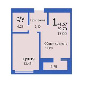 1-комнатная 41.57 м² в ЖК на ул. Людвига Заменгофа (Благоева), 1 от застройщика, Херсон