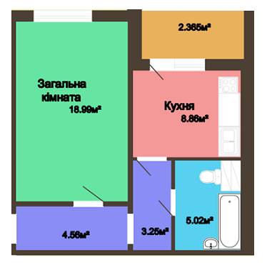 1-кімнатна 43.05 м² в ЖК на вул. Параджанова, 1 від забудовника, с. Розсошенці