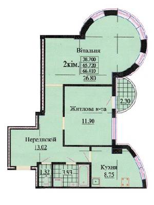 2-комнатная 66.41 м² в ЖК на вул. Роксолани, 16 от 20 100 грн/м², г. Трускавец