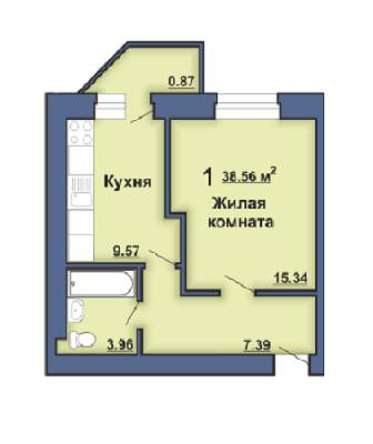 1-кімнатна 38.56 м² в ЖК на вул. Вузька, 7А від забудовника, Полтава