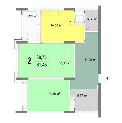 2-комнатная 81.45 м² в ЖК Новопечерские Липки от 65 090 грн/м², Киев