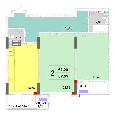2-комнатная 87.91 м² в ЖК Новопечерские Липки от 65 090 грн/м², Киев