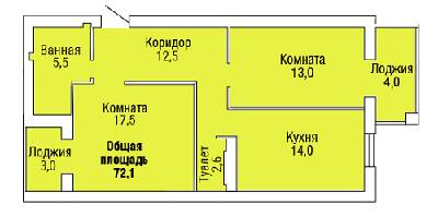 2-кімнатна 72.1 м² в ЖК Новий Північний від забудовника, Миколаїв