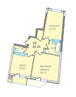 2-комнатная 66.2 м² в ЖК Околиця Джона Леннона от 19 650 грн/м², Львов