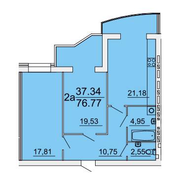 2-комнатная 76.77 м² в ЖК Оскар от застройщика, Винница