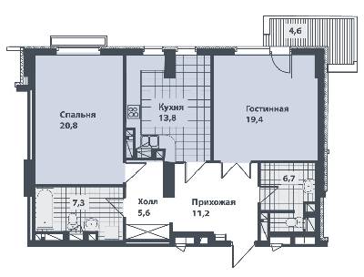 2-комнатная 85.7 м² в ЖК Панорама на Печерске от застройщика, Киев