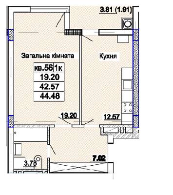 1-комнатная 44.48 м² в ЖК Парк Авеню от 31 050 грн/м², Львов