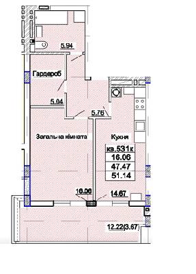 1-комнатная 51.14 м² в ЖК Парк Авеню от 26 750 грн/м², Львов