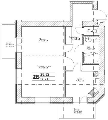 2-комнатная 56.6 м² в ЖК Паркова Оселя от 14 500 грн/м², г. Буча