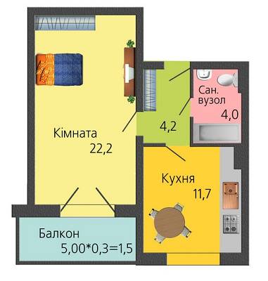 1-кімнатна 43.6 м² в ЖК Парковий Бульвар від 12 000 грн/м², Хмельницький