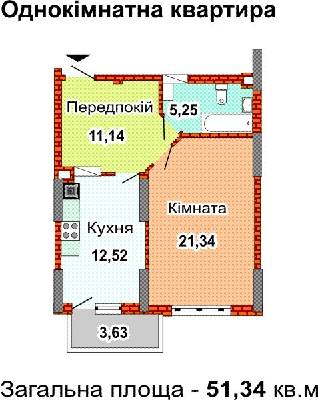 1-комнатная 51.34 м² в ЖК Перовский от застройщика, Киев