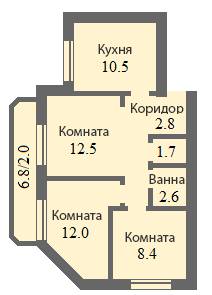 3-комнатная 51.29 м² в ЖК Петропавловская Мечта от застройщика, с. Петропавловская Борщаговка
