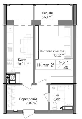 1-комнатная 44.39 м² в ЖК Пионерский квартал от 17 600 грн/м², г. Вишневое