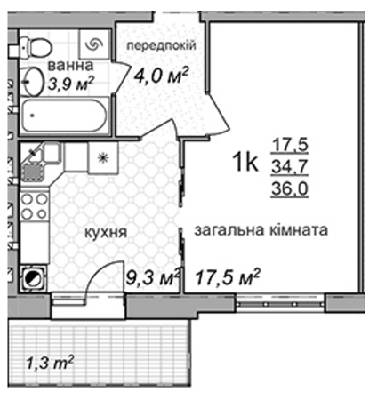 1-комнатная 36 м² в ЖК по просп. Красной Калины, 24 от застройщика, Львов