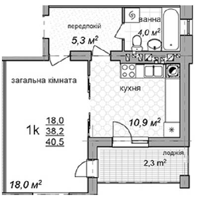 1-комнатная 40.5 м² в ЖК по просп. Красной Калины, 24 от застройщика, Львов