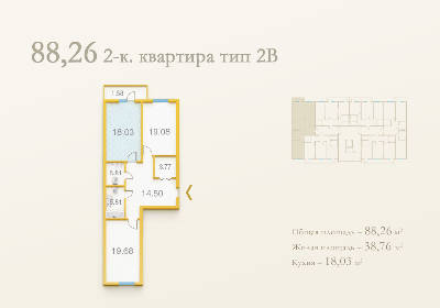 2-комнатная 88.26 м² в ЖК Подол Градъ от 38 450 грн/м², Киев