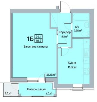 1-комнатная 49.7 м² в ЖК Перлина Поділля от застройщика, Винница