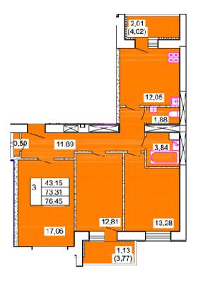 3-кімнатна 76.45 м² в ЖК Перлина Поділля від 15 000 грн/м², Вінниця