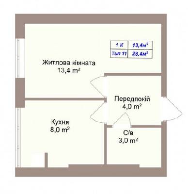 1-комнатная 28.4 м² в ЖК Пражский квартал 2 от 13 000 грн/м², с. Петропавловская Борщаговка