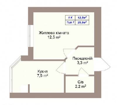 1-комнатная 25.5 м² в ЖК Пражский квартал 2 от 13 000 грн/м², с. Петропавловская Борщаговка