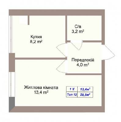 1-комнатная 28.8 м² в ЖК Пражский квартал 2 от 13 000 грн/м², с. Петропавловская Борщаговка