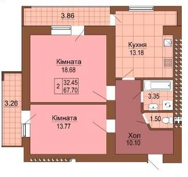 2-кімнатна 67.7 м² в ЖК Рафаель від забудовника, Львів