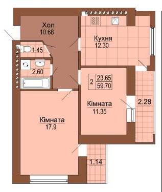 2-кімнатна 59.7 м² в ЖК Рафаель від забудовника, Львів