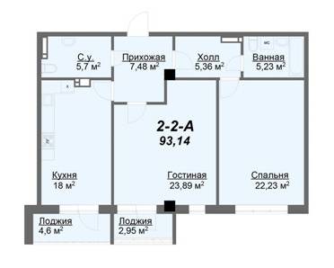 2-кімнатна 93.14 м² в ЖК Резиденція від 32 500 грн/м², Харків