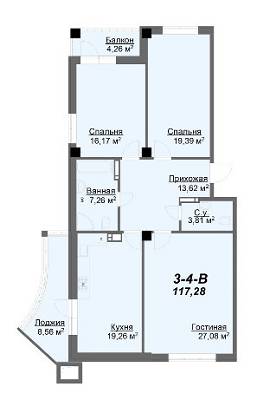 3-кімнатна 117.28 м² в ЖК Резиденція від 31 250 грн/м², Харків