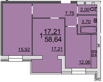 1-комнатная 58.64 м² в ЖК Резиденция от 14 700 грн/м², Винница