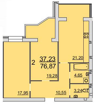 2-комнатная 76.87 м² в ЖК Резиденция от 12 000 грн/м², Винница