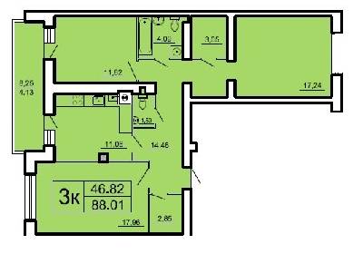 3-комнатная 88.01 м² в ЖК Ренуар от застройщика, Львов