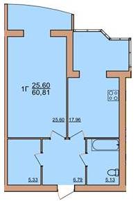 1-комнатная 60.81 м² в ЖК Ривьера от 14 700 грн/м², Винница