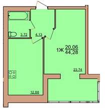 1-комнатная 44.28 м² в ЖК Ривьера от 14 700 грн/м², Винница