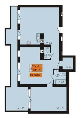 3-комнатная 101.7 м² в ЖК Сады Ривьеры от 17 510 грн/м², с. Фонтанка