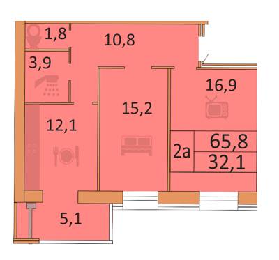 2-комнатная 65.8 м² в ЖК Семейный от застройщика, Днепр