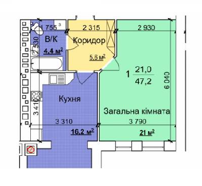 1-кімнатна 47.2 м² в ЖК Сімейний квартал від 12 000 грн/м², с. Требухів