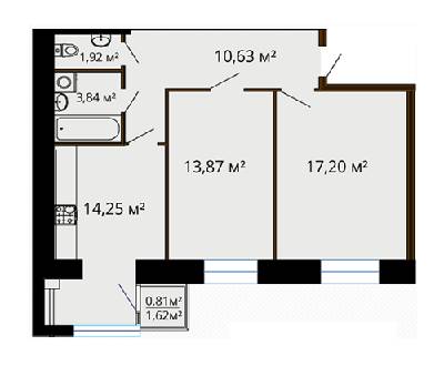 2-комнатная 62.52 м² в ЖК Семейный комфорт от 8 790 грн/м², Винница