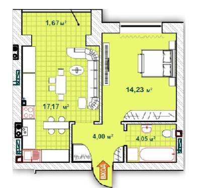 1-комнатная 41.12 м² в ЖК Синергия 2+ от 11 400 грн/м², г. Ирпень