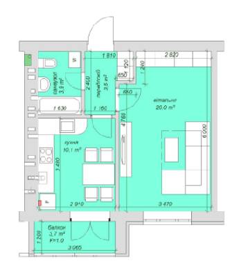 1-комнатная 41.2 м² в ЖК Софиевский пассаж от 20 640 грн/м², с. Софиевская Борщаговка