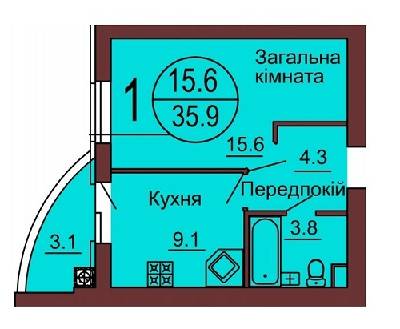 1-кімнатна 35.9 м² в ЖК Софія Клубний від 13 500 грн/м², с. Софіївська Борщагівка