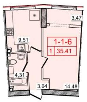 1-комнатная 35.41 м² в ЖК Тридцать шестая жемчужина от застройщика, Одесса