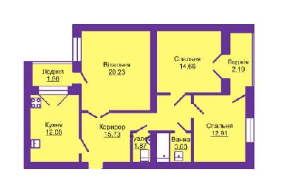 3-комнатная 84.93 м² в ЖК Шевченківський гай от застройщика, с. Гаи-Шевченковские