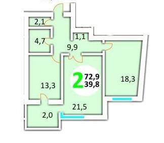 2-кімнатна 72.9 м² в ЖК Еко-дім на Червоної Калини від забудовника, Львів