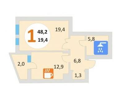 1-кімнатна 48.2 м² в ЖК Еко-дім на Мечникова 2 від 28 130 грн/м², Львів