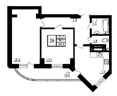 2-кімнатна 64 м² в ЖК Бурштиновий від 13 300 грн/м², с. Ілічанка
