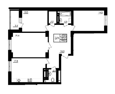 3-кімнатна 93 м² в ЖК Бурштиновий від 13 300 грн/м², с. Ілічанка