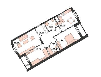3-комнатная 87.47 м² в ЖК Amsterdom от застройщика, пгт Турбов
