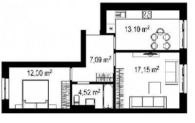 2-комнатная 53.86 м² в ЖК Белый Шоколад.Center от 10 320 грн/м², с. Белогородка